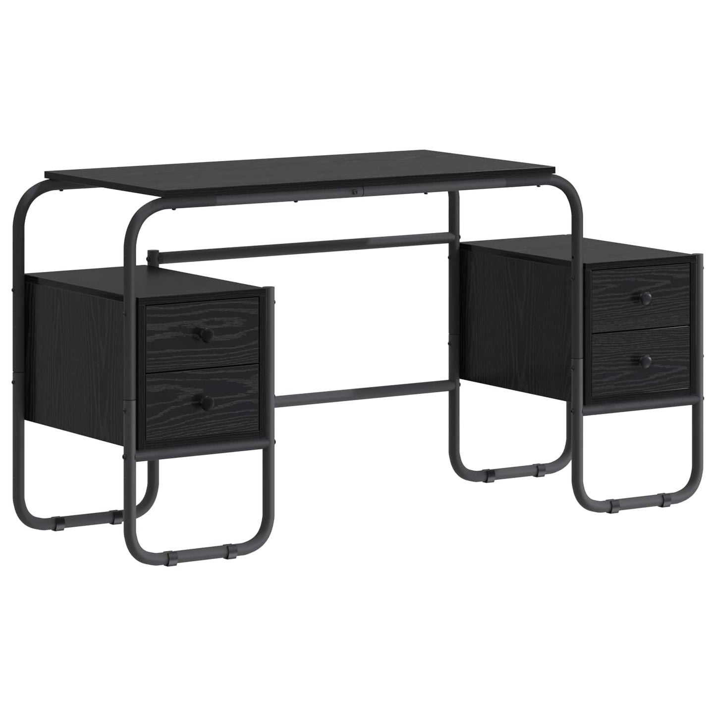 vidaXL Desk with Storage Black Oak 145 x 50 x 75 cm