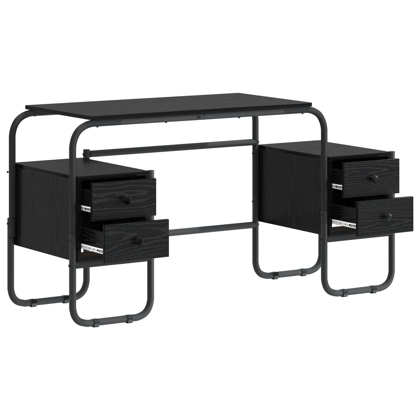 vidaXL Desk with Storage Black Oak 145 x 50 x 75 cm