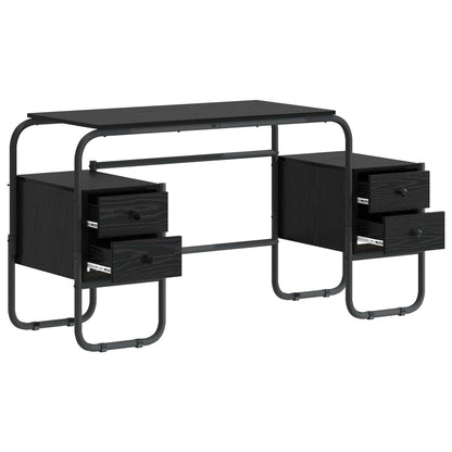 vidaXL Desk with Storage Black Oak 145 x 50 x 75 cm