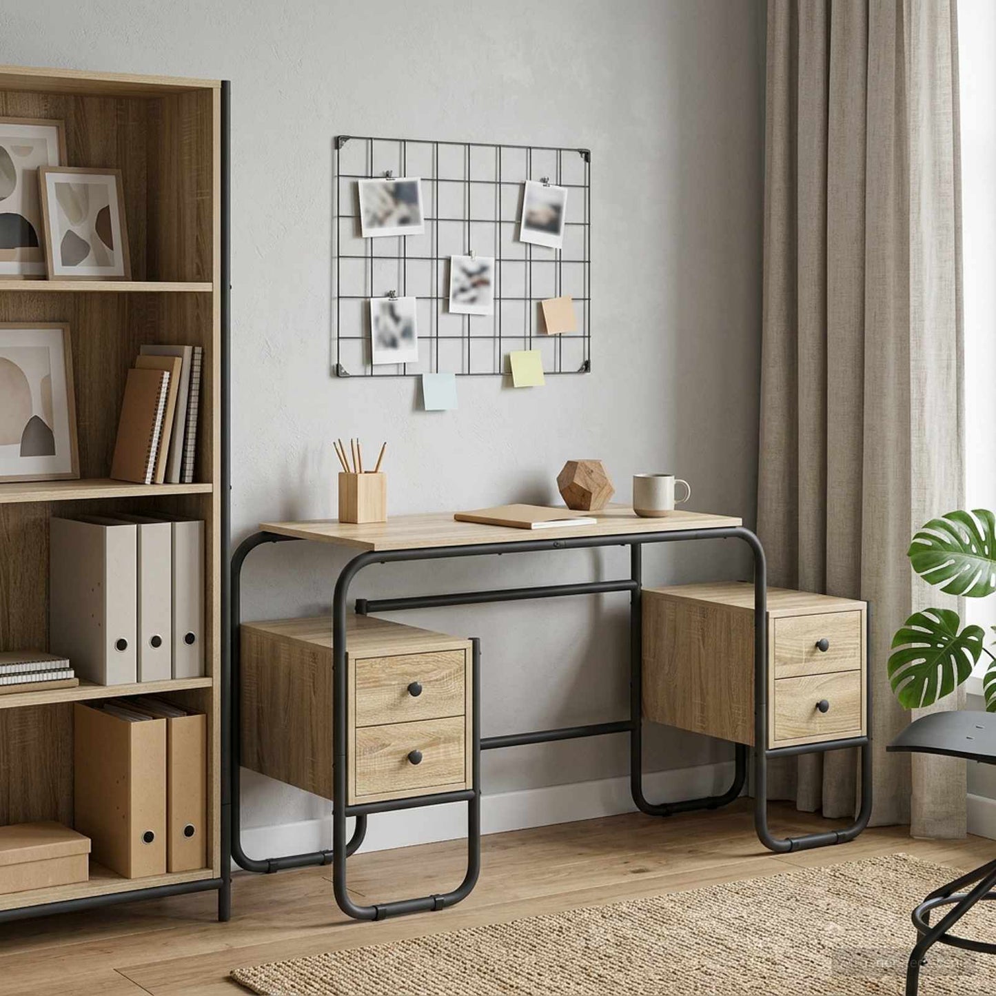 vidaXL Desk with Storage Sonoma Oak 145 x 50 x 75 cm