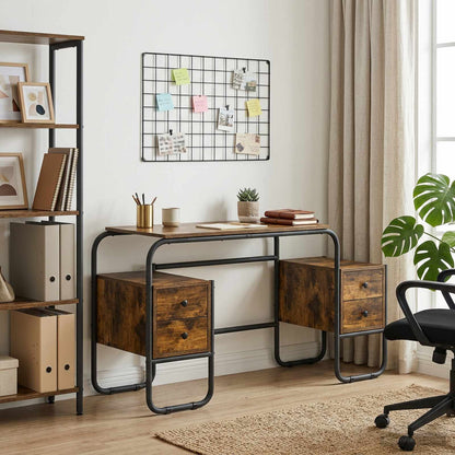 vidaXL Desk with Storage Smoked Oak 145 x 50 x 75 cm