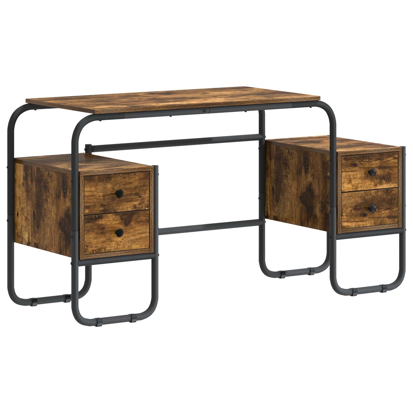 vidaXL Desk with Storage Smoked Oak 145 x 50 x 75 cm