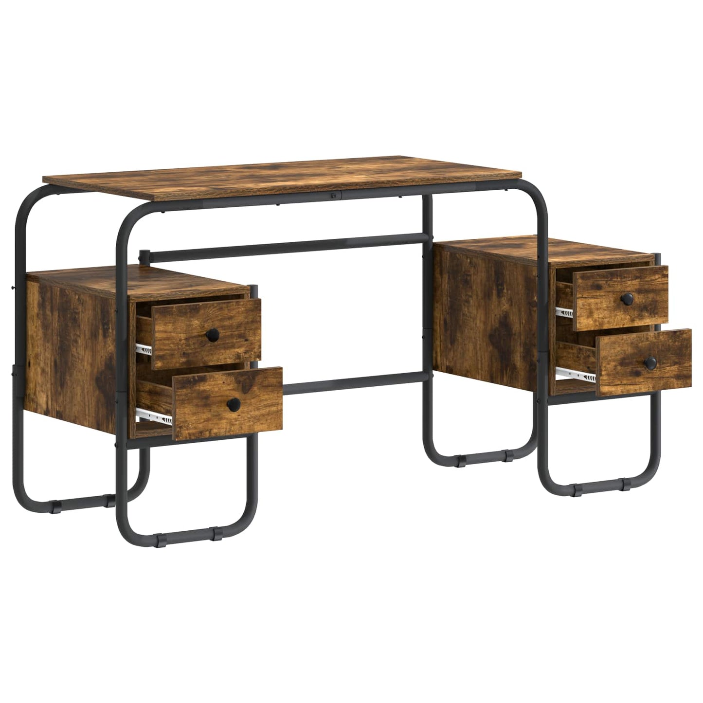 vidaXL Desk with Storage Smoked Oak 145 x 50 x 75 cm