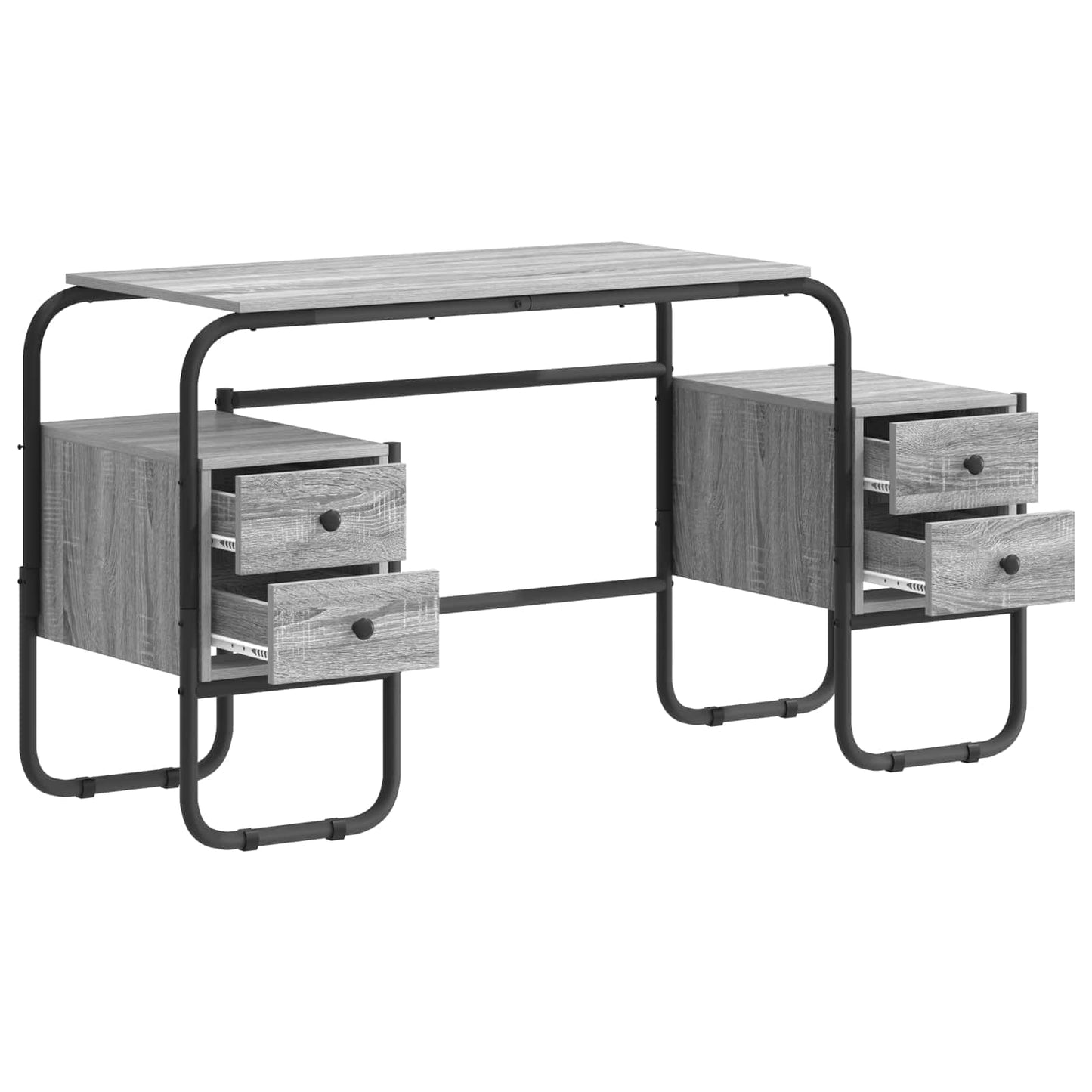 vidaXL Desk with Storage Grey Sonoma 145 x 50 x 75 cm