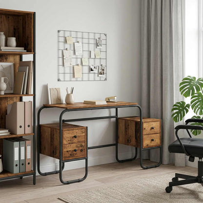 vidaXL Desk with Storage Old Wood 145 x 50 x 75 cm