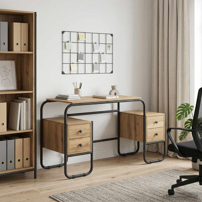 vidaXL Desk with Storage Artisan Oak 145 x 50 x 75 cm