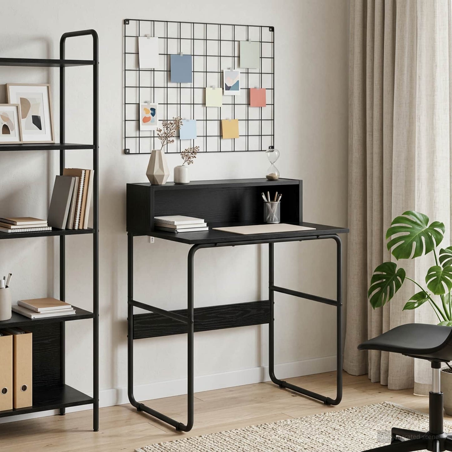 vidaXL Desk with Storage Black Oak 60 x 50 x 91 cm