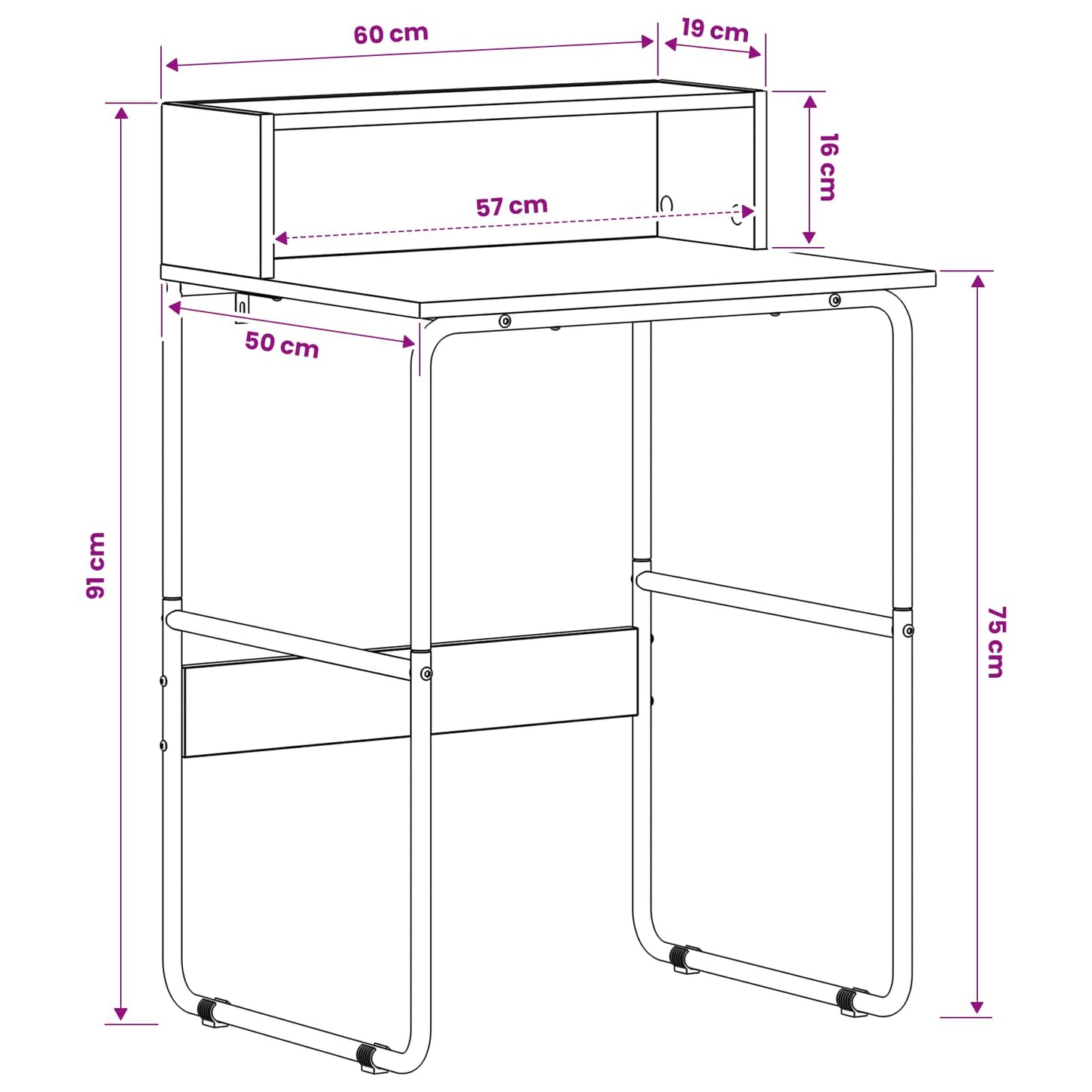 vidaXL Desk with Storage Old Wood 60 x 50 x 91 cm