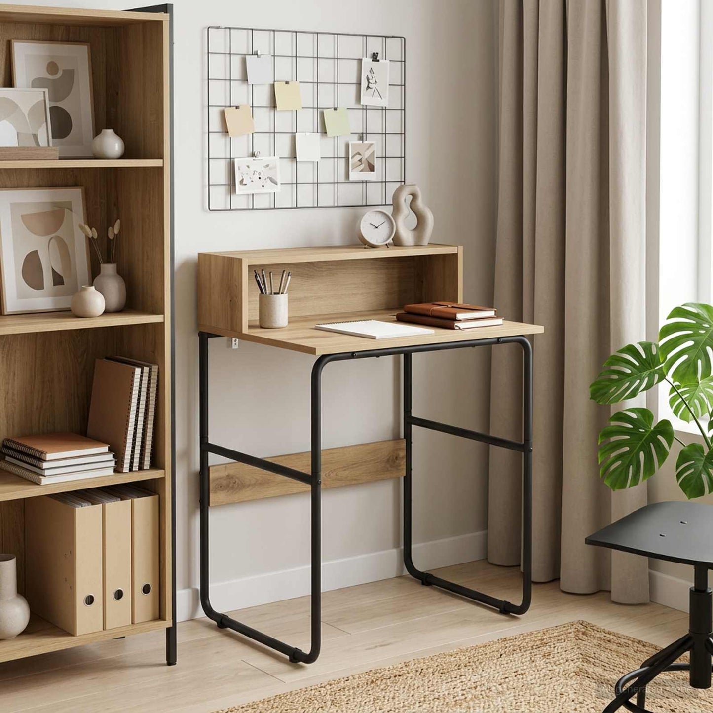vidaXL Desk with Storage Artisan Oak 60 x 50 x 91 cm