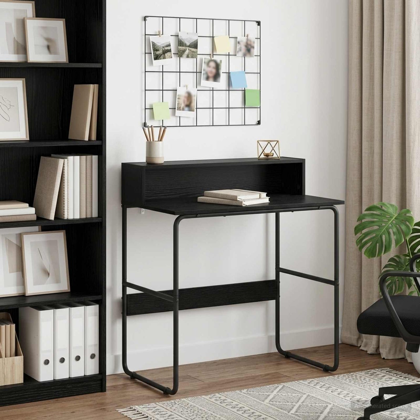 vidaXL Desk with Storage Black Oak 80 x 50 x 91 cm