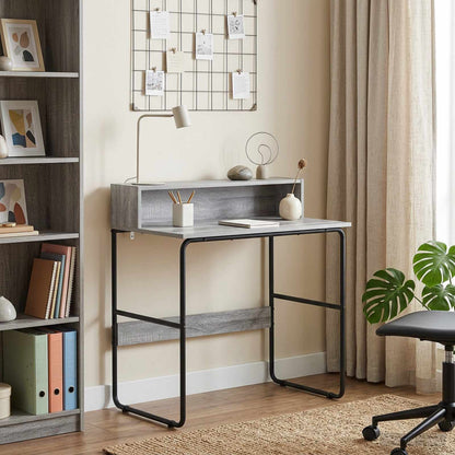 vidaXL Desk with Storage Grey Sonoma 80 x 50 x 91 cm