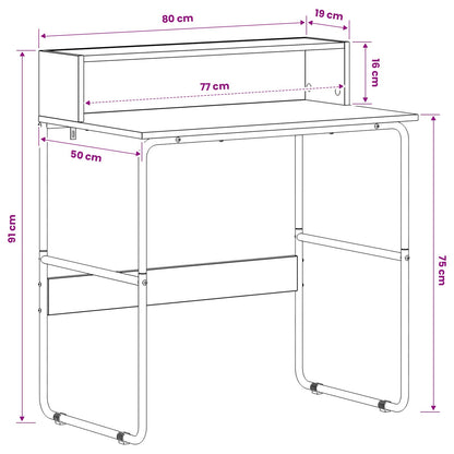 vidaXL Desk with Storage Grey Sonoma 80 x 50 x 91 cm