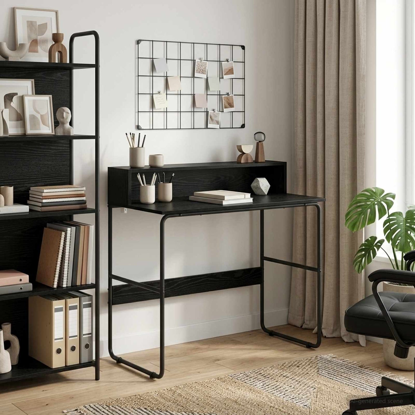 vidaXL Desk with Storage Black Oak 100 x 50 x 91 cm