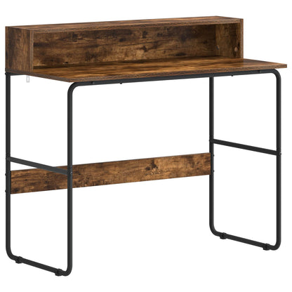 vidaXL Desk with Storage Smoked Oak 100 x 50 x 91 cm
