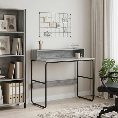 vidaXL Desk with Storage Grey Sonoma 100 x 50 x 91 cm
