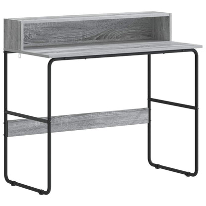 vidaXL Desk with Storage Grey Sonoma 100 x 50 x 91 cm