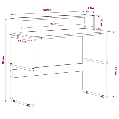 vidaXL Desk with Storage Grey Sonoma 100 x 50 x 91 cm