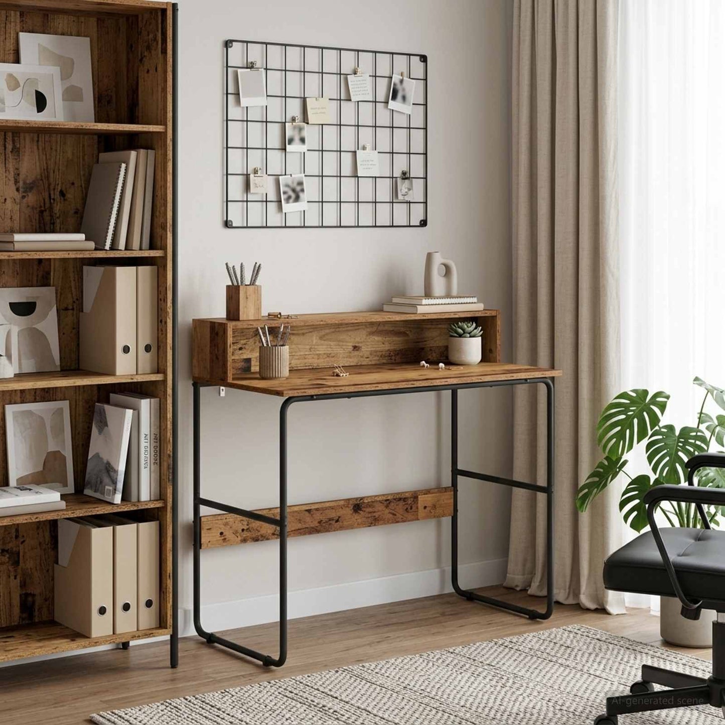 vidaXL Desk with Storage Old Wood 100 x 50 x 91 cm