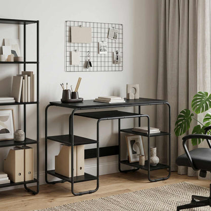 vidaXL Desk with Storage Black Oak 113.5 x 52 x 75.5 cm