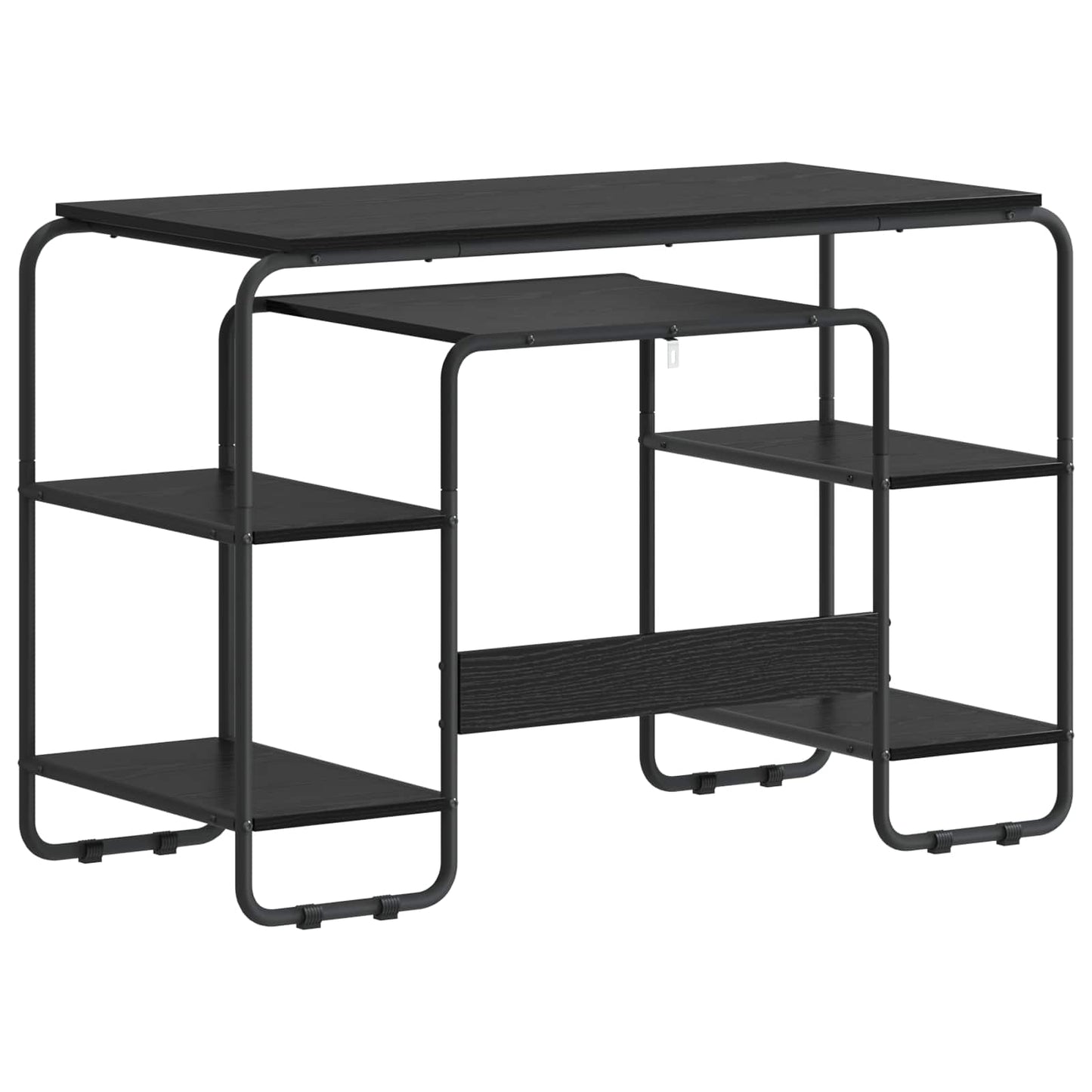 vidaXL Desk with Storage Black Oak 113.5 x 52 x 75.5 cm