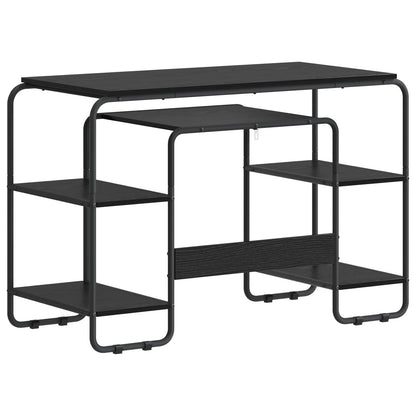vidaXL Desk with Storage Black Oak 113.5 x 52 x 75.5 cm