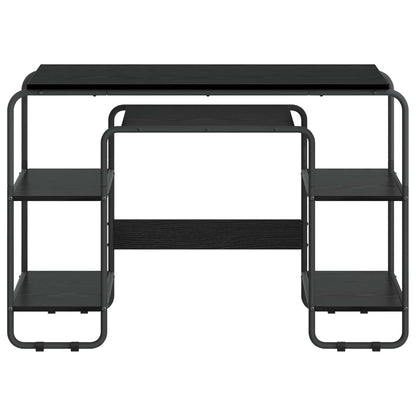 vidaXL Desk with Storage Black Oak 113.5 x 52 x 75.5 cm
