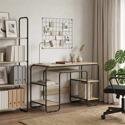 vidaXL Desk with Storage Sonoma Oak 113.5 x 52 x 75.5 cm