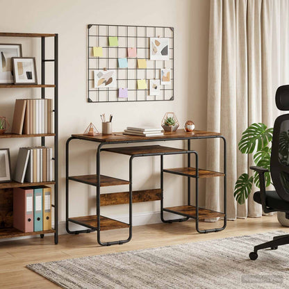 vidaXL Desk with Storage Smoked Oak 113.5 x 52 x 75.5 cm