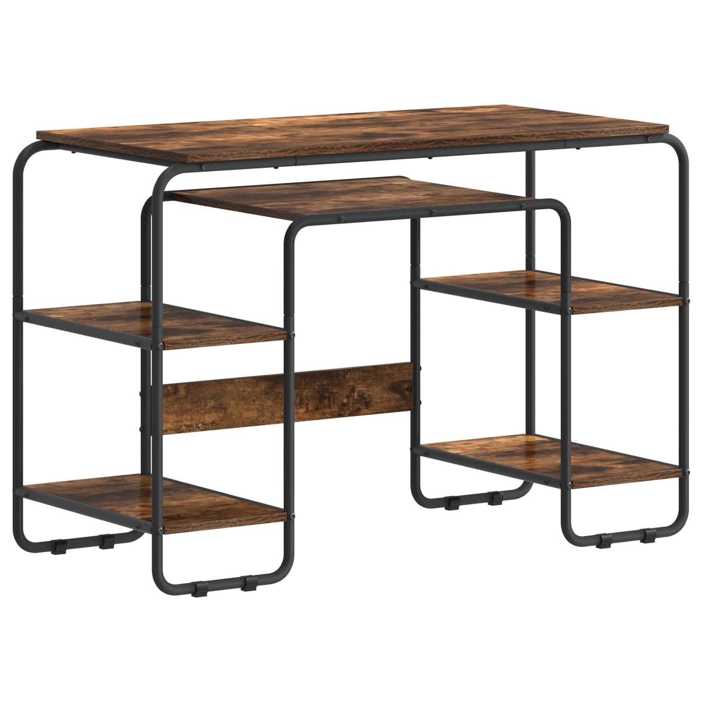 vidaXL Desk with Storage Smoked Oak 113.5 x 52 x 75.5 cm