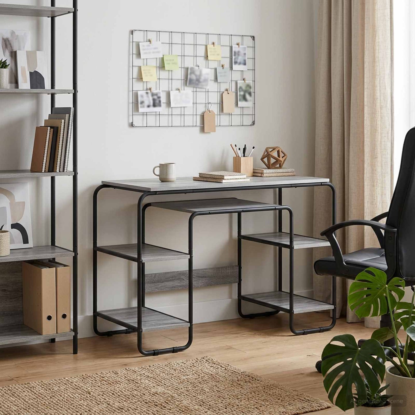 vidaXL Desk with Storage Grey Sonoma 113.5 x 52 x 75.5 cm