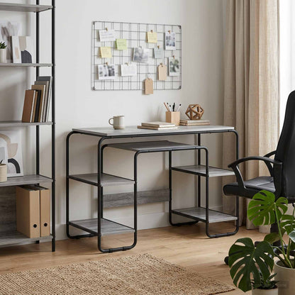 vidaXL Desk with Storage Grey Sonoma 113.5 x 52 x 75.5 cm