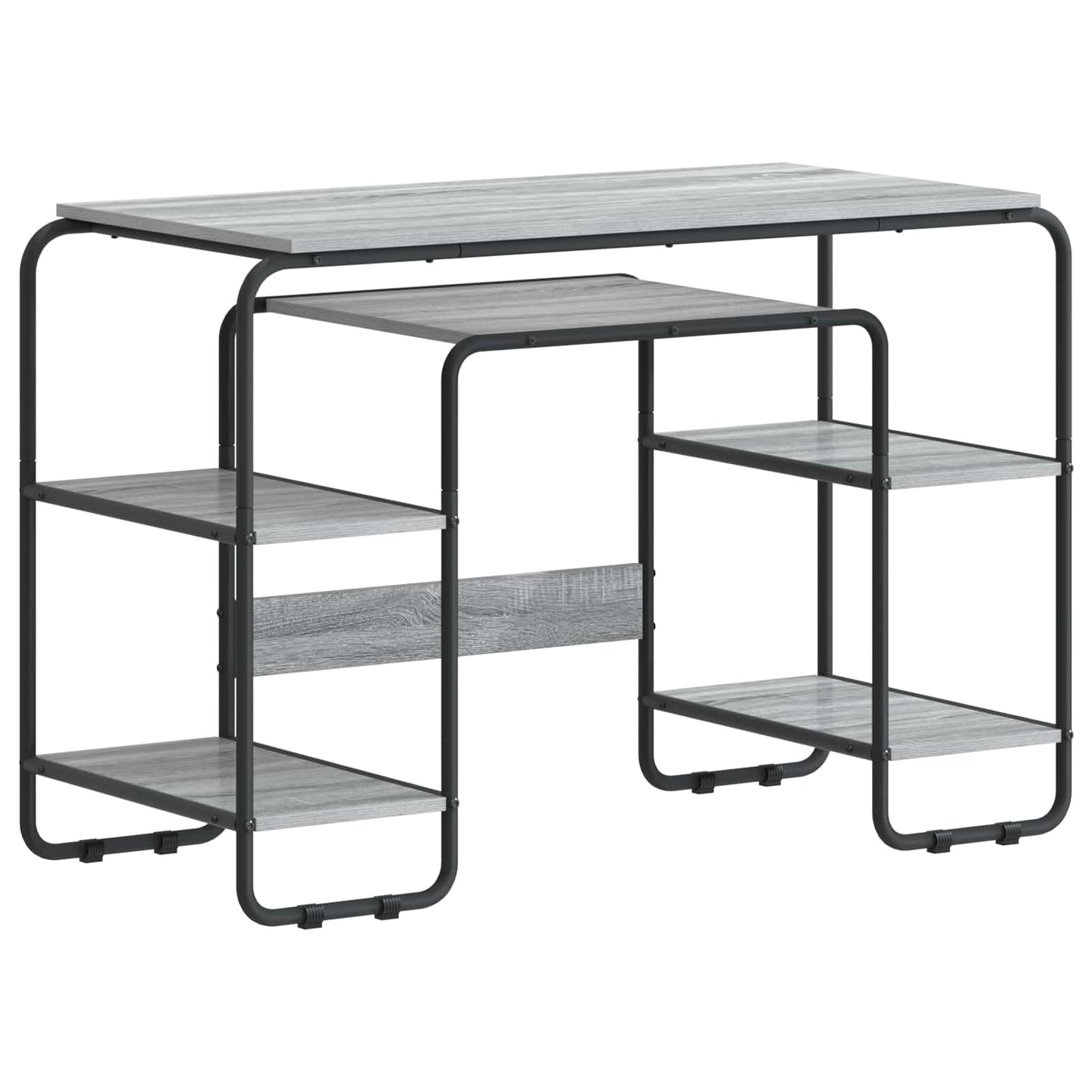 vidaXL Desk with Storage Grey Sonoma 113.5 x 52 x 75.5 cm