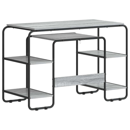 vidaXL Desk with Storage Grey Sonoma 113.5 x 52 x 75.5 cm