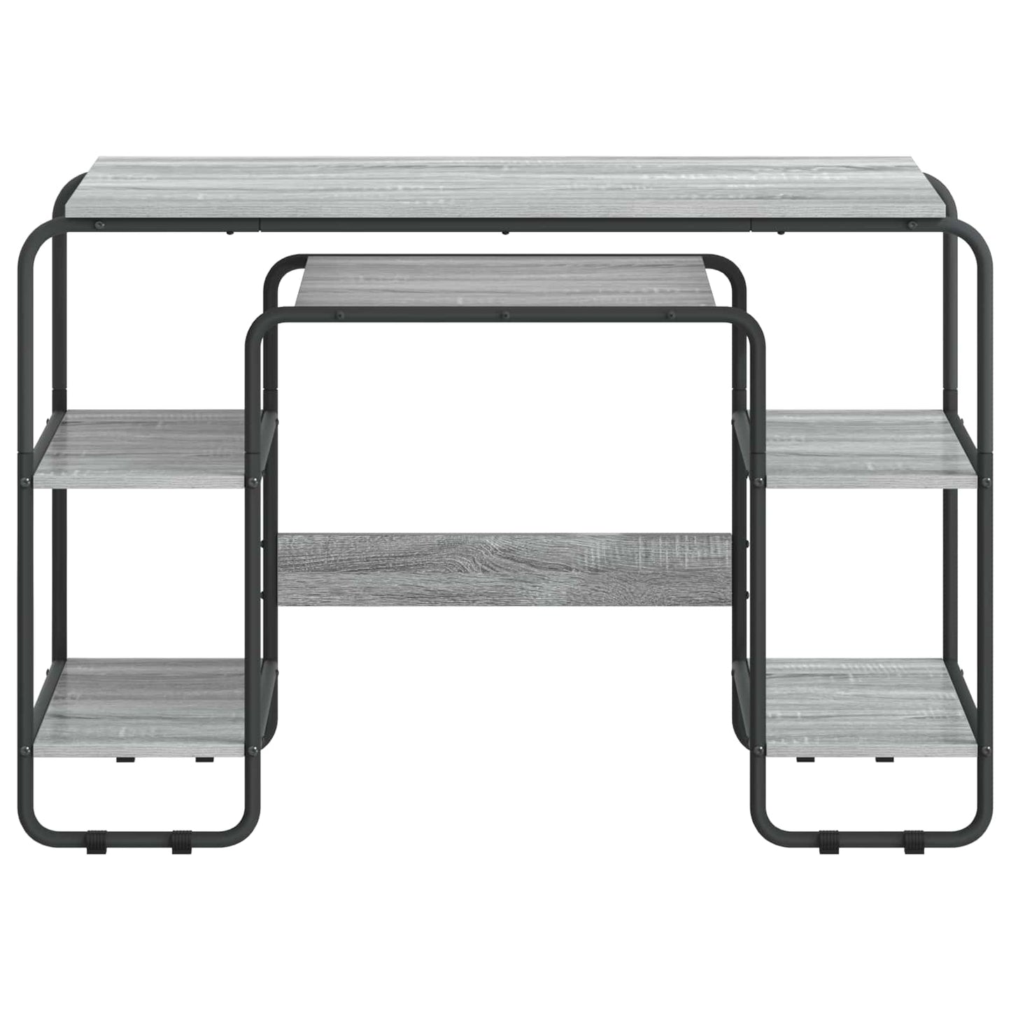 vidaXL Desk with Storage Grey Sonoma 113.5 x 52 x 75.5 cm