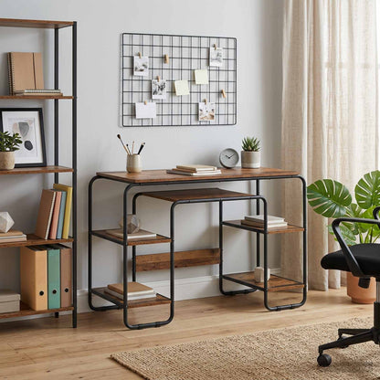 vidaXL Desk with Storage Old Wood 113.5 x 52 x 75.5 cm