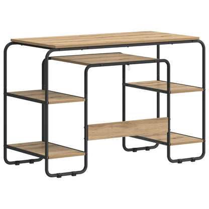 vidaXL Desk with Storage Artisan Oak 113.5 x 52 x 75.5 cm
