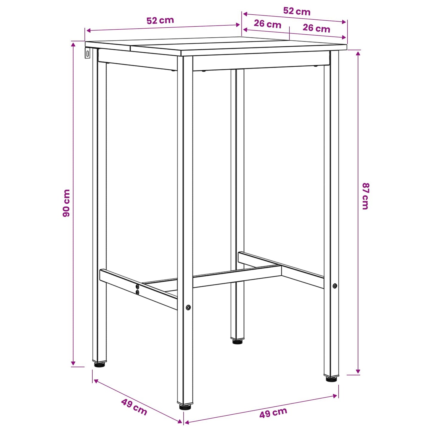 vidaXL Bar Table 52 x 52 x 90 cm Engineered Wood Grey Sonoma