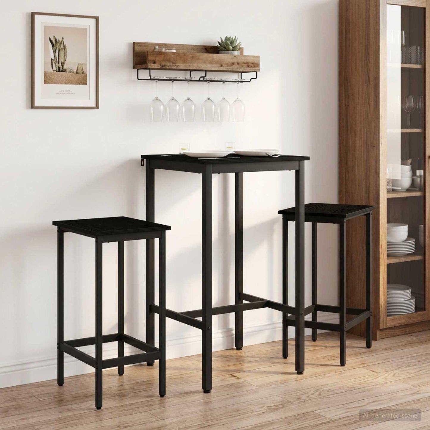 vidaXL Bar Table 52 x 52 x 110 cm Engineered Wood Black Oak