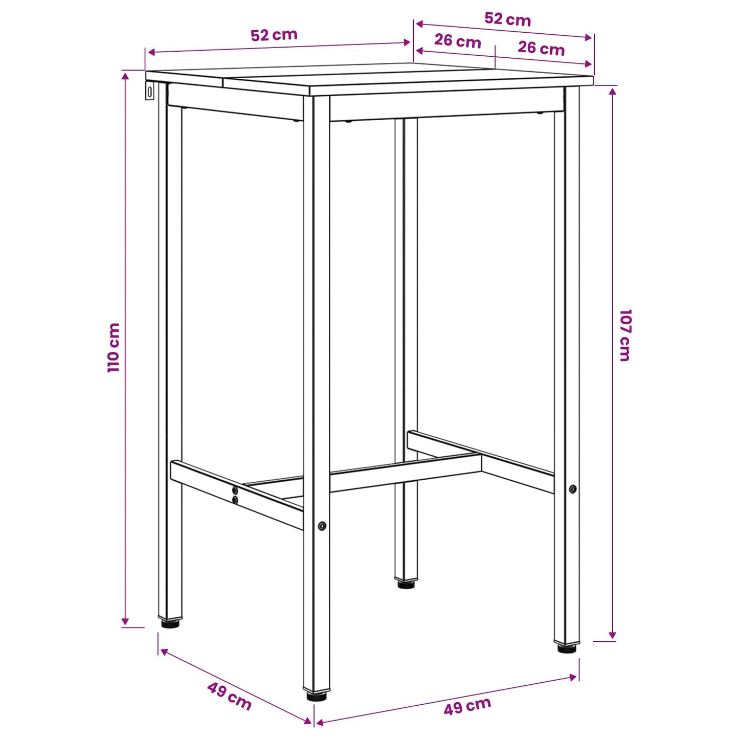 vidaXL Bar Table 52 x 52 x 110 cm Engineered Wood Grey Sonoma