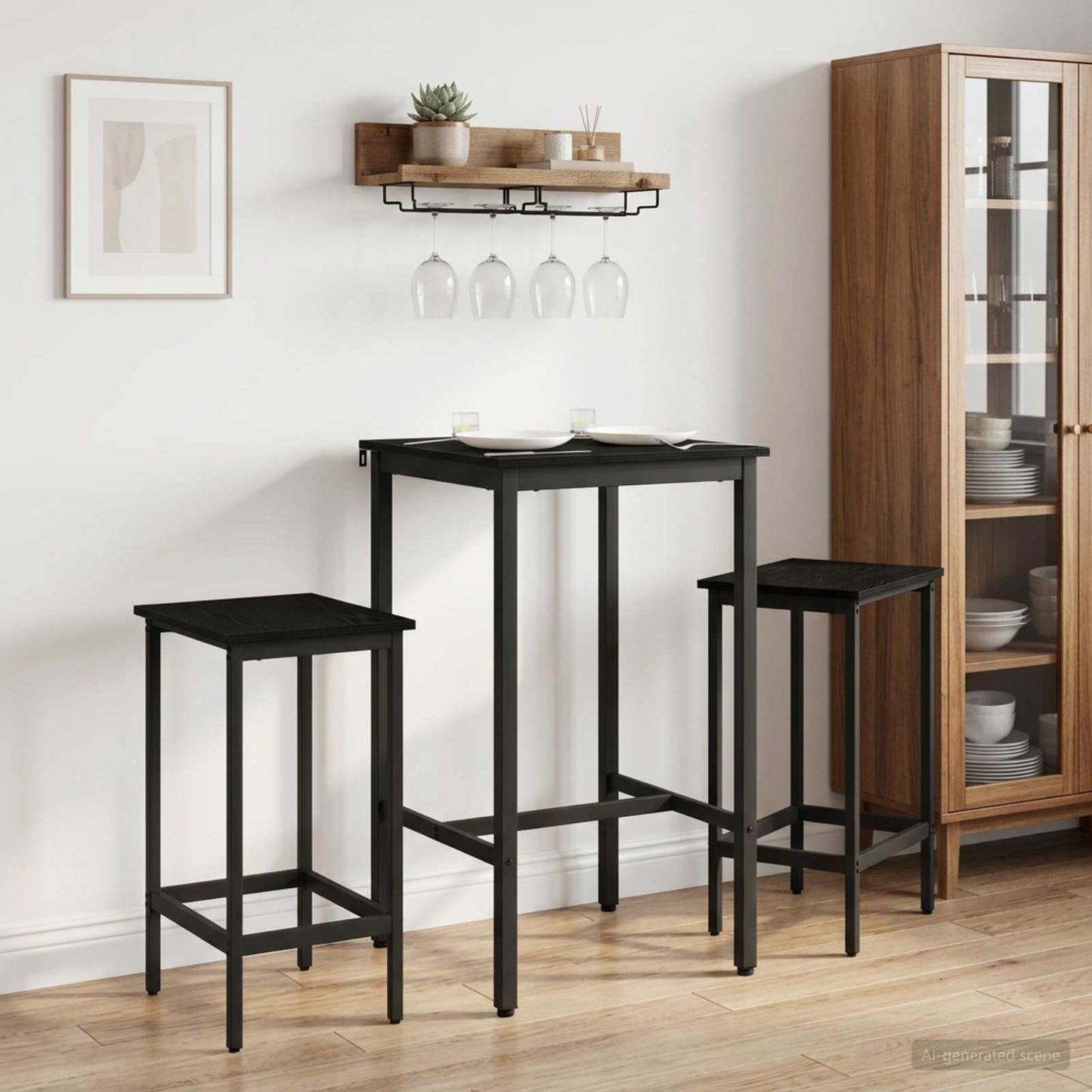 vidaXL Bar Stool 2 pcs Black Oak 40 x 32 x 74 cm Engineered Wood