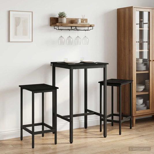 vidaXL Bar Stool 2 pcs Black Oak 40 x 32 x 74 cm Engineered Wood
