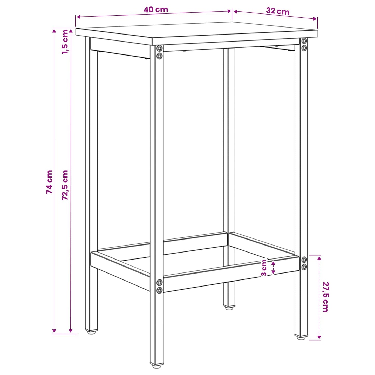 vidaXL Bar Stool Smoked Oak 40 x 32 x 74 cm Engineered Wood