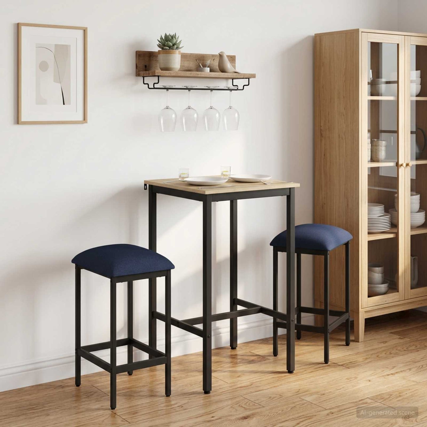 vidaXL Bar Stool 2 pcs Blue 40 x 32 x 64 cm Engineered Wood