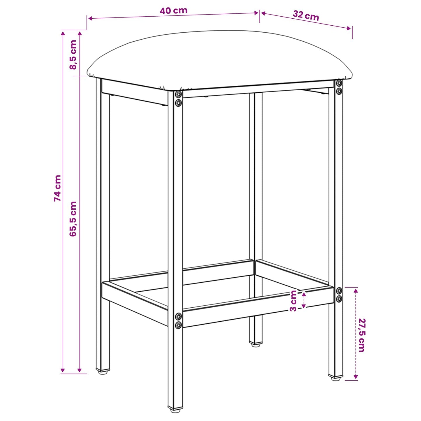vidaXL Bar Stool Dark Grey 40 x 32 x 74 cm Engineered Wood