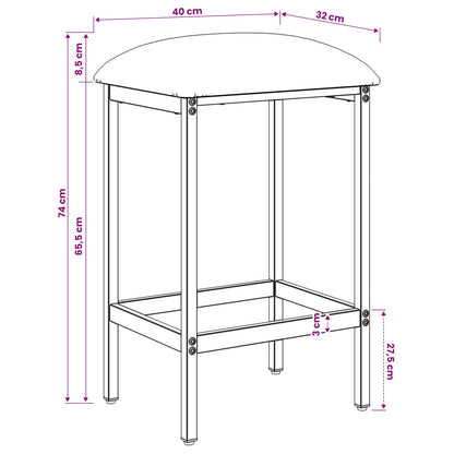 vidaXL Bar Stool 2 pcs Black 40 x 32 x 74 cm Engineered Wood