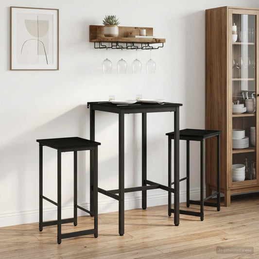 vidaXL Bar Stool 2 pcs Black Oak 40 x 32 x 64 cm Engineered Wood