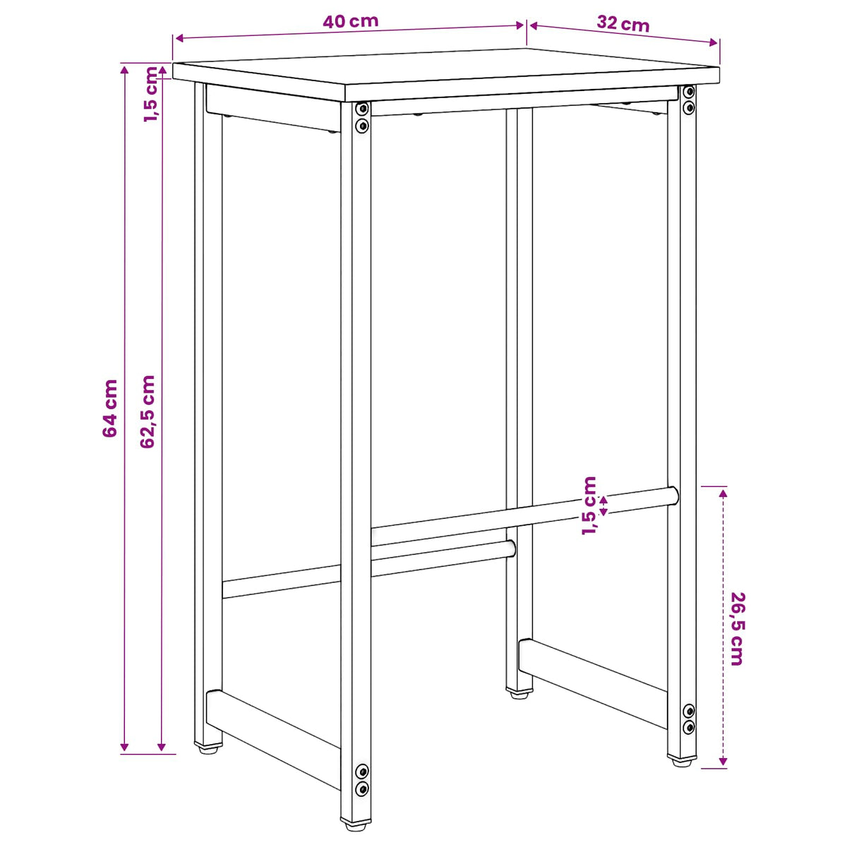 vidaXL Bar Stool Sonoma Oak 40 x 32 x 64 cm Engineered Wood