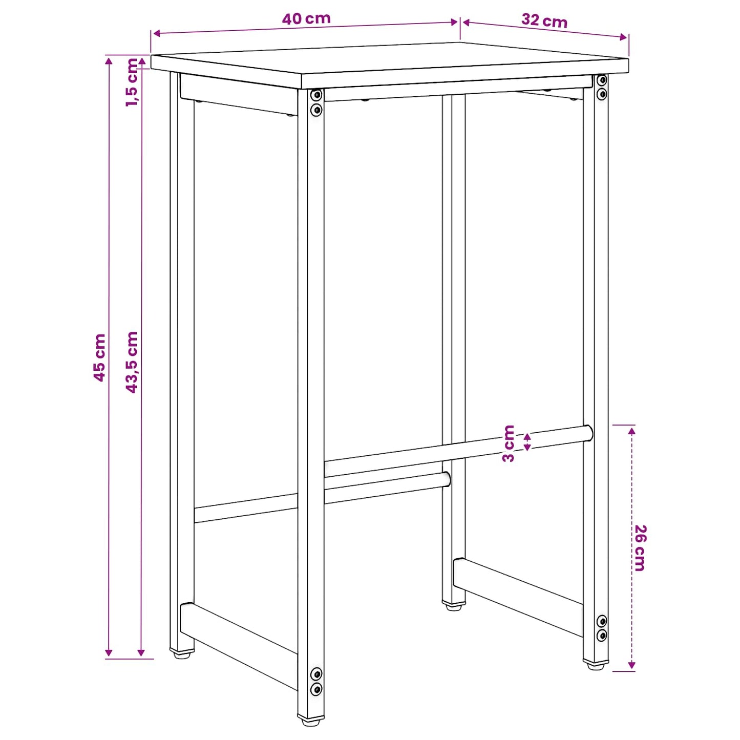 vidaXL Bar Stool Old Wood 40 x 32 x 64 cm Engineered Wood
