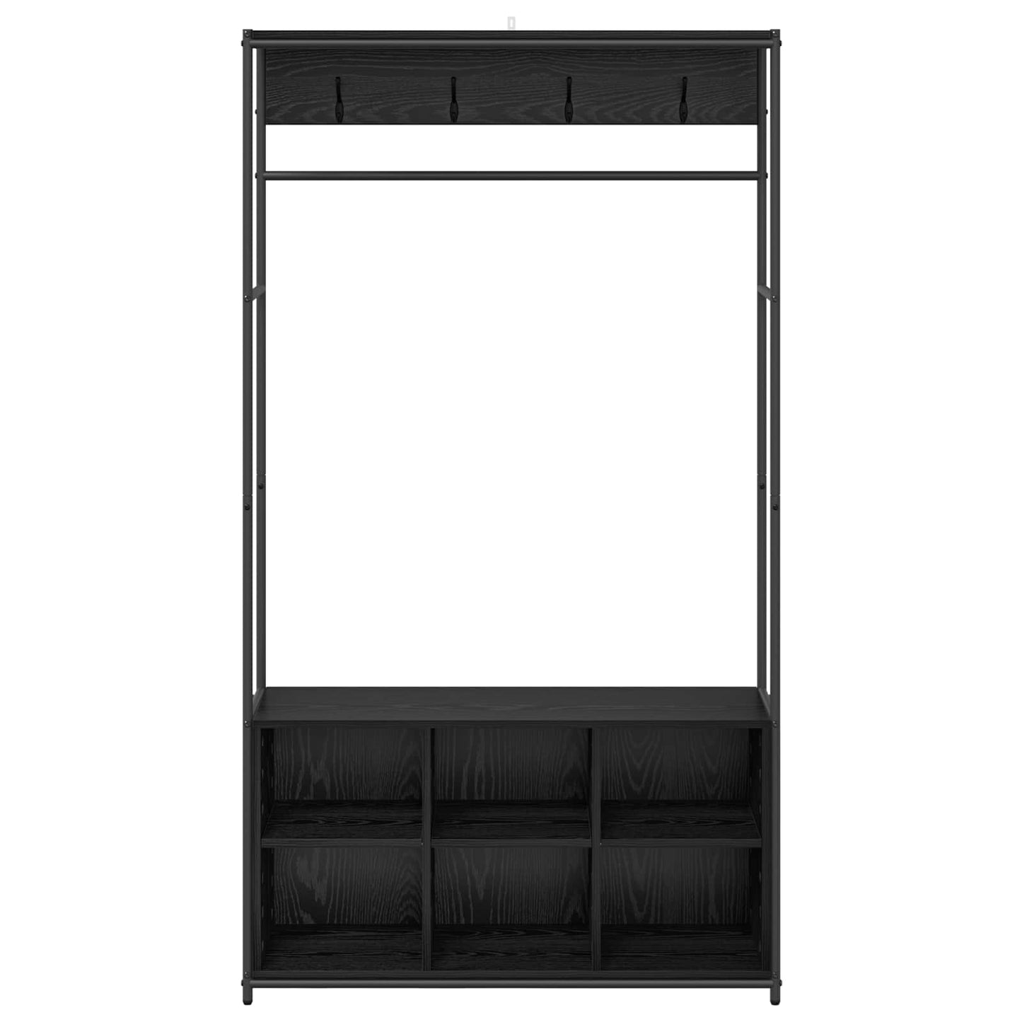 vidaXL Coat Stand with Shoes Bench Black Oak 100 x 32 x 180.5 cm