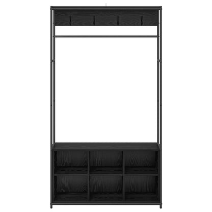 vidaXL Coat Stand with Shoes Bench Black Oak 100 x 32 x 180.5 cm